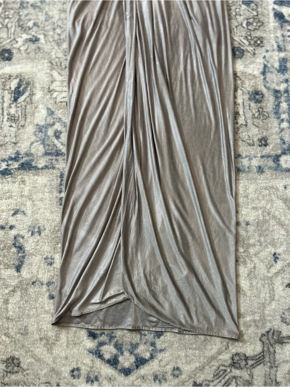 Venus Smocked Waist Maxi Skirt in Gray with Black Band